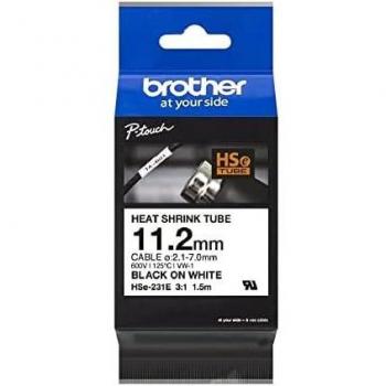Brother HSe Heat Shrink Tube Tape Cassette 11.2mm x 1.5m Black on White