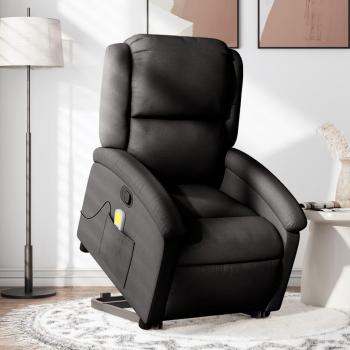 Siège de Salon Salle de Séjour Fauteuil de Massage Inclinable Noir Tissu