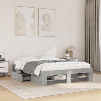 VidaXL Engineered Wood Bed Frame 135x190cm Concrete Grey