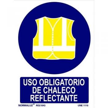 Señal de uso obligatorio chaleco reflectante PVC 21x30 cm