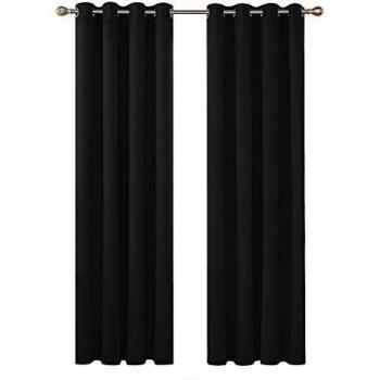 Deconovo Rideaux Occultants Isolant Thermique Anti Froid, Rideaux pour Chambre Garçon, Design Moderne à Oeillets, 140x245 CM, Halloween Noir, 2 Pièces
