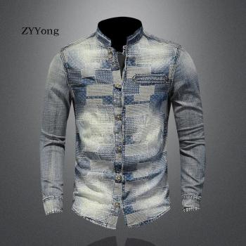 Chemise homme à col montant et manches longues ZYYong