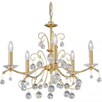 Netlighting Carmen Classic Crystal 5 Arm Chandelier Polished Gold 5pc E14