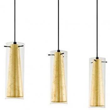 Eglo Lampadario a sospensione Pinto Gold 3 LED acciaio nero e vetro oro E27