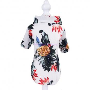 Ropa Canina Playa: Camiseta Impresa con Tema Hawaiano