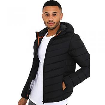 Brave Soul Men's Black Grant Hooded Puffer Jacket