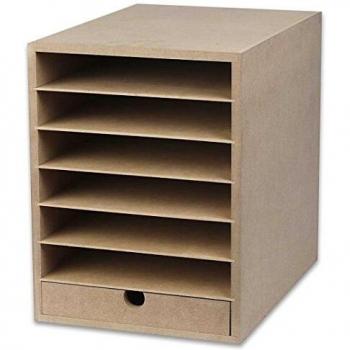 Rangement A4 MDF 6 planches et tiroir