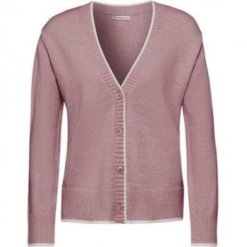 STREET ONE Strickjacke in Rosé mit V-Ausschnitt