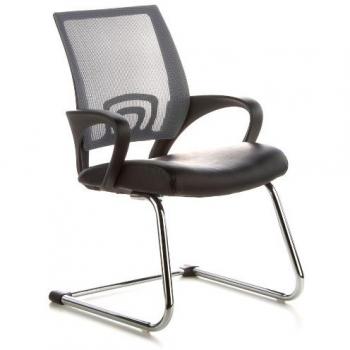 Hjh OFFICE 650410 Konferenzstuhl Freischwinger VISTO NET V Netzstoff schwarz grau