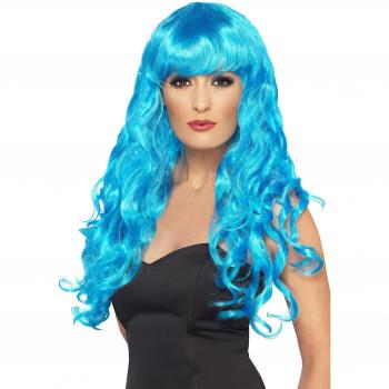 Smiffys Sirenen-Perücke mit Pony & Wellen – Blau, One Size, 42260