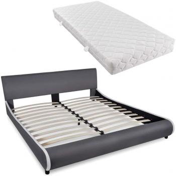 VidaXL Letto con Materasso in Similpelle Grigia 180x200 cm