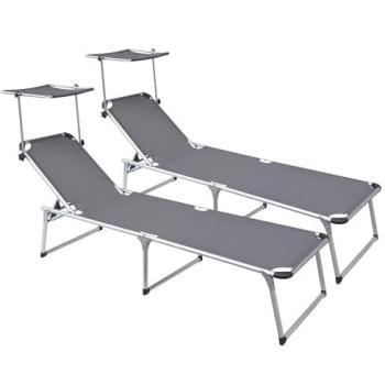 Set di Due Lettini Giardino 220x59x39 cm in Alluminio