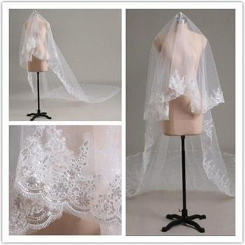 Cathedral Wedding Veil 1 Tier 3/5 Meter Long with Sequins Lace Edge