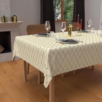 Nappe festive rectangle anti‑taches, coton 100 %, 160 × 250 cm, couleur celeste argent – Soleil d’Ocre