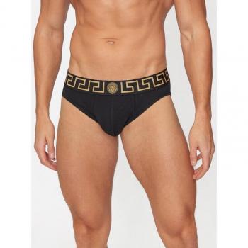 Versace Men's 2-Pack Greca Design Briefs, Black/White