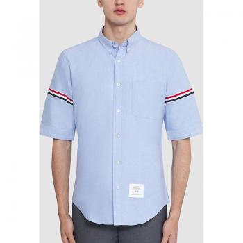 Camisa informal de verano para hombre TB THOM, manga corta, Oxford, algodón fino, lisa a rayas, ajustada