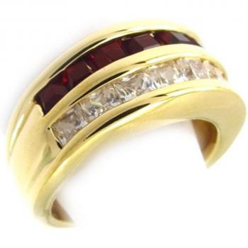 'Aphrodite' Ring in Gold mit roten und weißen Akzenten 56