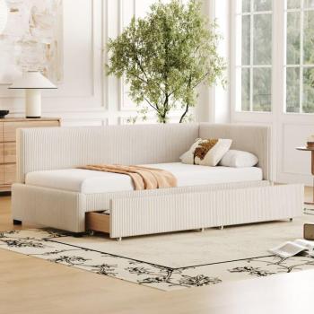 Multifunktionsbett 90200 in Beige mit Lattenrost