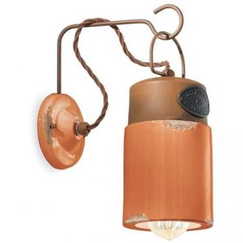 Applique Vintage Industriale in Ceramica Arancione 1 Luce E27