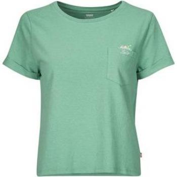 Levi's Damen T-Shirt GR Margot Pocket kurzarm türkisgrün/weiß Größe L