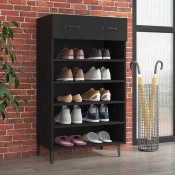 Zapatero Negro Compacto 105x60x35 cm – 1 Cajón, 5 Compartimientos