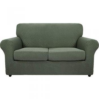 MAXIJIN 3 Piece Stretch Non Slip Love Seat Couch Cover