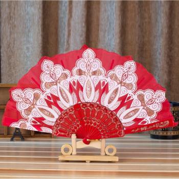 Vouwbare bloemhandventilators, geschikt voor bruiloftsdansen en feesten, in traditionele Chinees-Spaanse stijl
