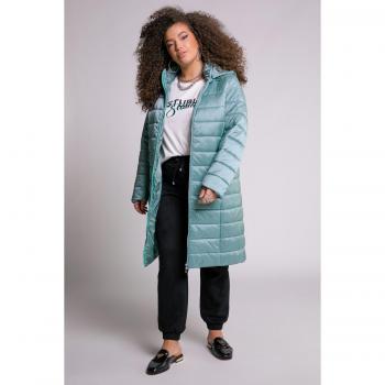 Turquoise Fully Lined Quilted Coat for Plus Size Women, Size 32/34, Polyester/Synthetic Fibers, Studio Untold
