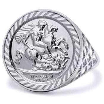 Silver St. George Dragon Slayer Halo Ring, Half‑Sovereign – V Size