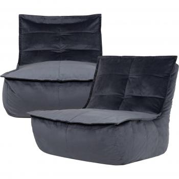 Pouf Icon en velours, 2 pièces, gris anthracite