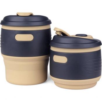 Collapsible Silicone Camping Mug with Steel Bottom