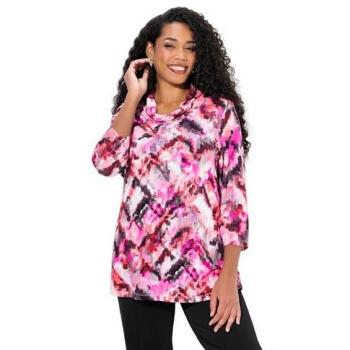 Ulla Popken Damen Shirt mit Rollkragen 3/4-Arm lila 46/48