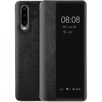 Housse Huawei P30, Étui en Cuir avec Vue Intelligente, [Mode Économie d'Énergie] [Protection Totale] (P30, Noir)