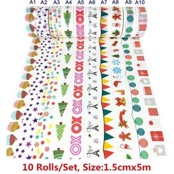 Christmas-Thema Washi-Tape zum Basteln und für Karten (10 Stück)