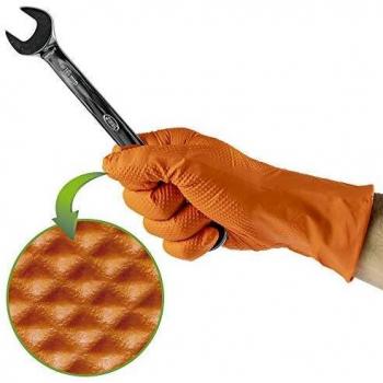 Kit 10 cajas guantes JBM naranja de nitrilo T:L 7,0mil (1.000 uds.) textura diamante