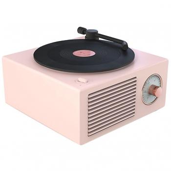 Lecteur de Vinyle Bluetooth 5.0 avec Haut-parleur Bass Renforcé et Carte TF Rose