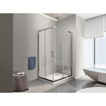 Cabina Nala 75x140 cm – Ducha Angulada de 6 mm, Acero Cromado y Perfil Inverso