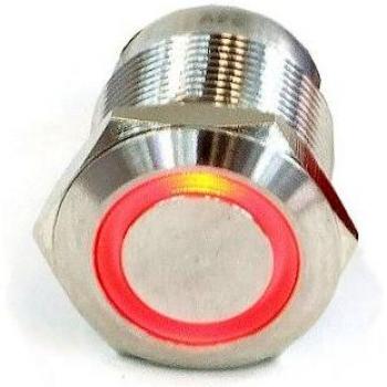 Phobya Vandalismus Klingeltaster 19mm Edelstahl, rot beleuchtet