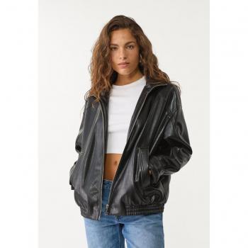 Stradivarius S Black Faux Leather Outerwear – Oversized