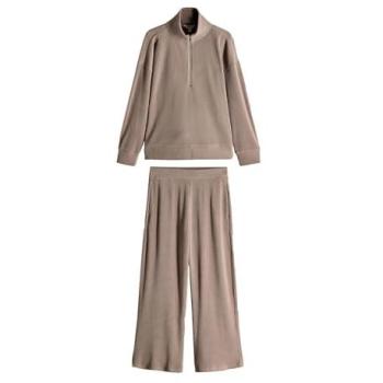 Set détente : sweat à col en V et joggers larges – Nuance neutre