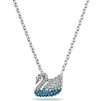 Collier Pendentif 38 cm Chaîne Rhodium – Swarovski Swan Bleu 5512094