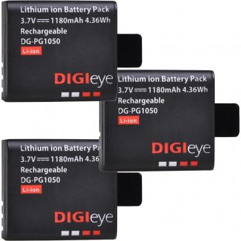 Vierer-Set 1180mAh PG1050 Batterien mit LED-Dual-Ladegerät für SJCAM SJ4000 und EKEN H9/H8R Kameras