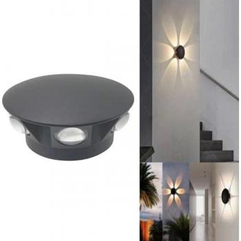 Panel LED 18W, 6 COB, Negro 6500K, Redondo, Exterior FD-20