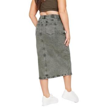 Jupe gris délavé en denim extensible
