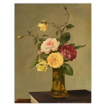 Artery8 “Romantic Still Life” Rose Bouquet in Vase Poster, 24W x 32H