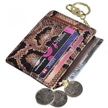 Ehsbuy Slim Credit Card Holder Wallet RFID Blocking Leather Zipper Coin Purse Keychain Wallets for Women & Men