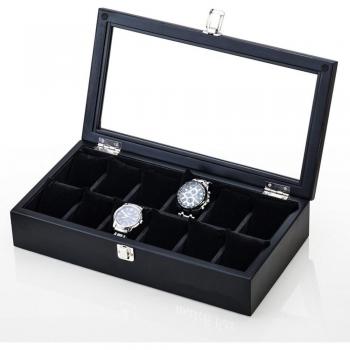 12-Slot Glass-Top Watch Organizer