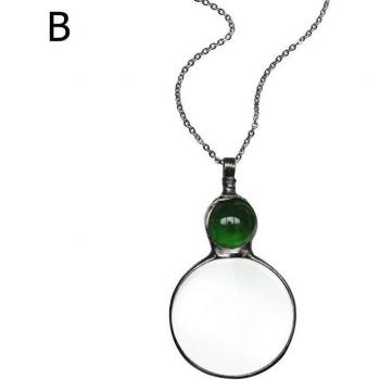 Collar con colgante de lupa y cerradura de cristal para el Día de la Madre