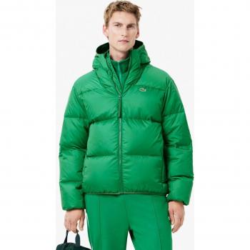 Giacca Lacoste Puffer Verde Cachi con Logo