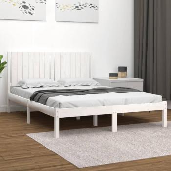Solid Wood Bed Frame (White, King Size, 150x200 cm) (vidaXL)